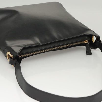 Salvatore Ferragamo Gancini Shoulder Bag Leather, BLACK, LEATHER, Shoulder bag