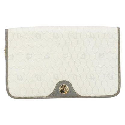 Christian Dior Vintage Honeycomb chain Canvas, WHITE, CANVAS, Shoulder bag