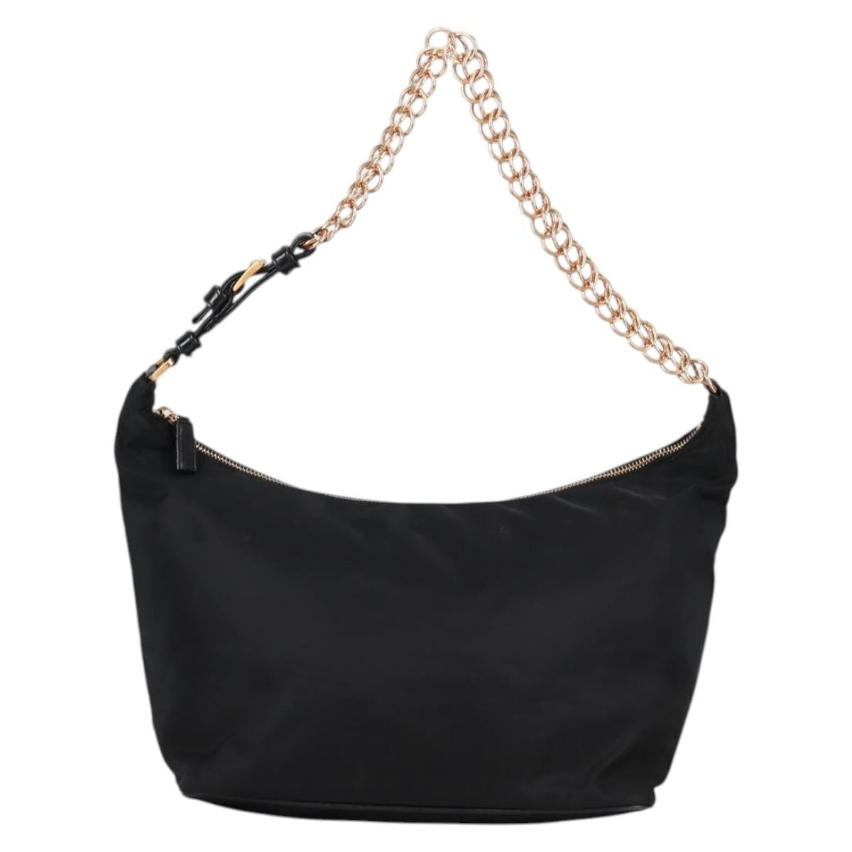 Prada Double Chain Hobo Nylon, BLACK, NYLON, Shoulder bag