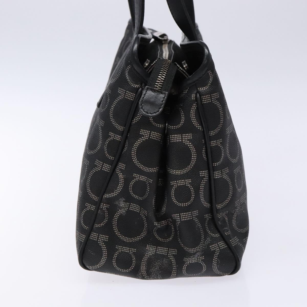 Salvatore Ferragamo Gancini Tote PVC Leather, BLACK, PVC, Tote bag