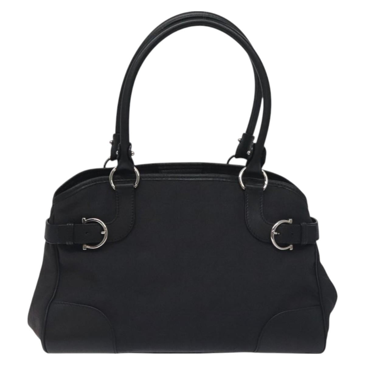 Salvatore Ferragamo Gancini handbag Nylon, BLACK, NYLON, Handbag
