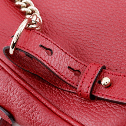 Gucci Soho Chain Backpack Leather, RED, LEATHER, Backpack