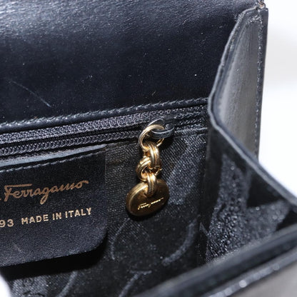 Salvatore Ferragamo Gancini Convertible Top Handle Bag Leather, BLACK, LEATHER, Handbag