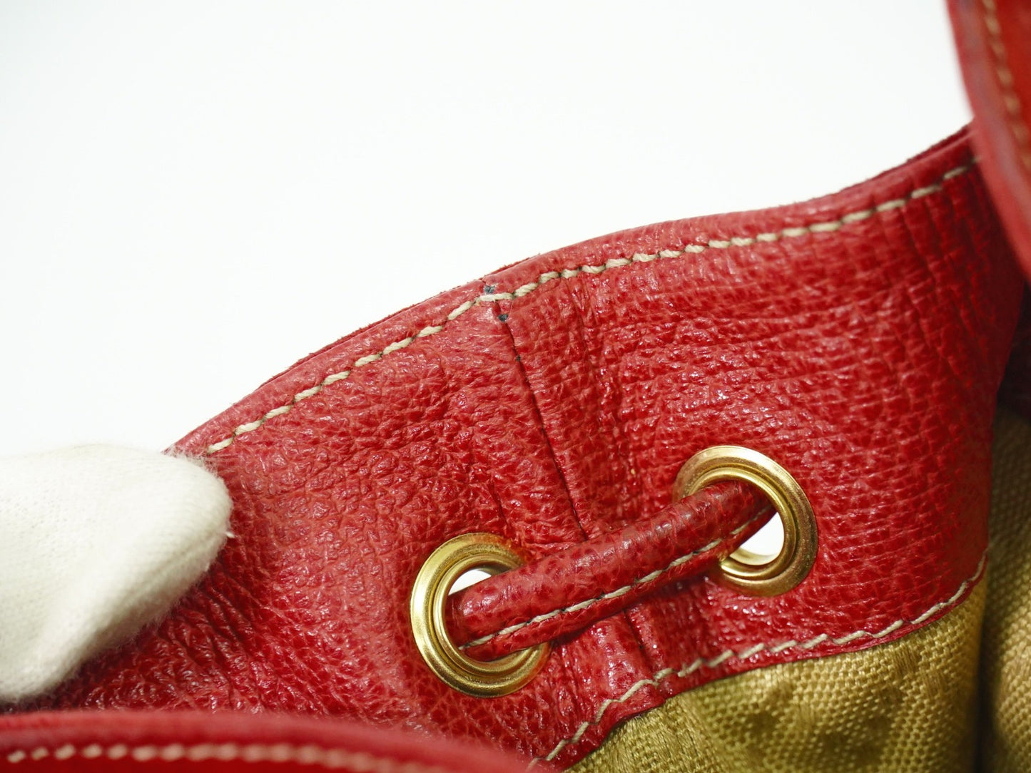 Gucci Vintage Bamboo Backpack Suede, RED, SUEDE, Backpack