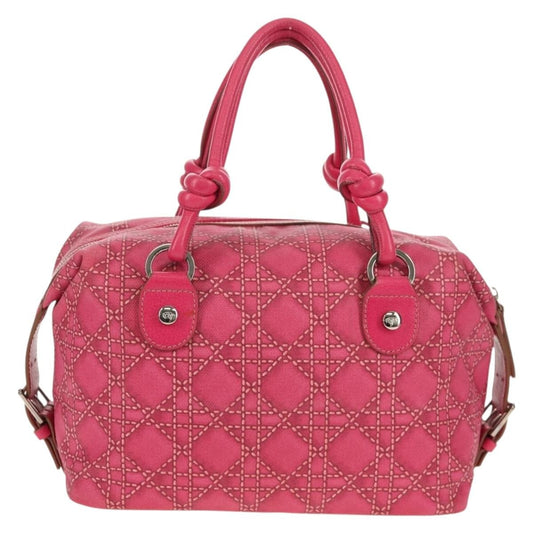 Christian Dior Cannage Handbag Canvas, PINK, CANVAS, Handbag