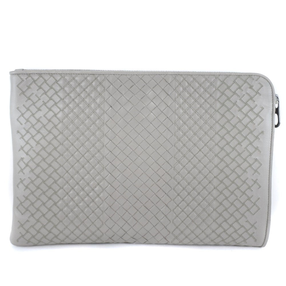 Bottega Veneta Intrecciato Clutch bag Calfskin, GRAY, LEATHER, Clutche & pouche