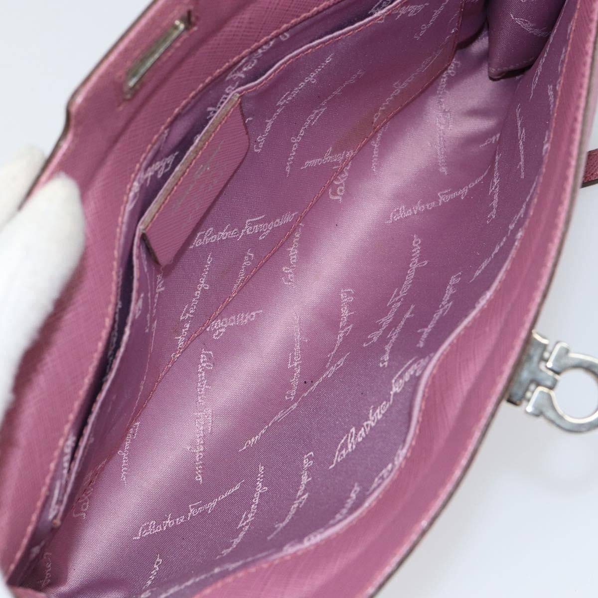 Salvatore Ferragamo Gancini Pouch Leather, PINK, LEATHER, Clutche & pouche