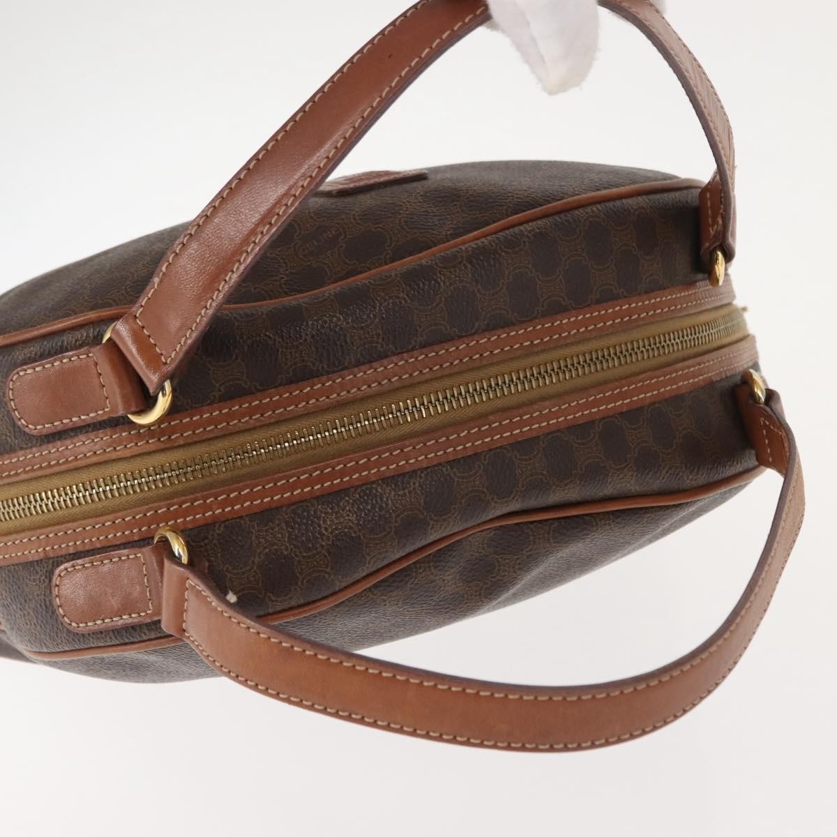 Celine Vintage Macadam Handbag Canvas and Leather, BROWN, CANVAS, Handbag