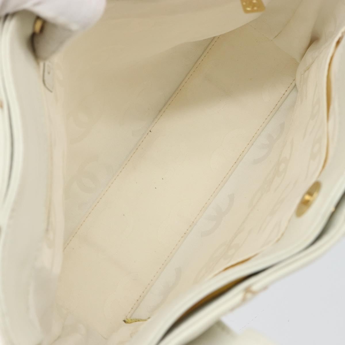 Chanel Surpique Tote Quilted Leather, WHITE, LEATHER, Tote bag