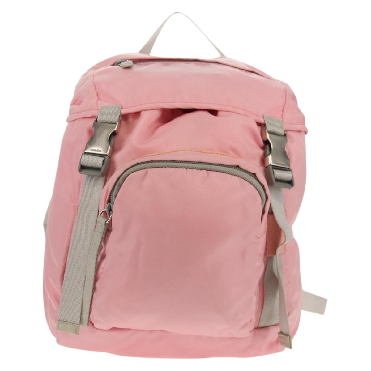 Prada Double Buckle Backpack Tessuto, Pink, Nylon, Backpack