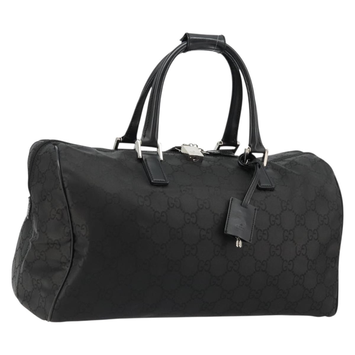 Gucci Duffle Bag Jumbo GG Embossed Leather, Black, PVC, Handbag