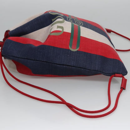 Gucci Logo Drawstring Backpack Striped Canvas, MULTICOLOUR, CANVAS, Backpack