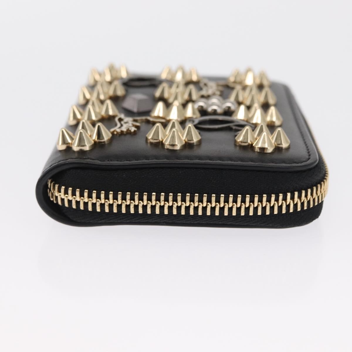 Christian Louboutin Panettone Coin Purse Embellished Leather, Black, Leather, Wallet