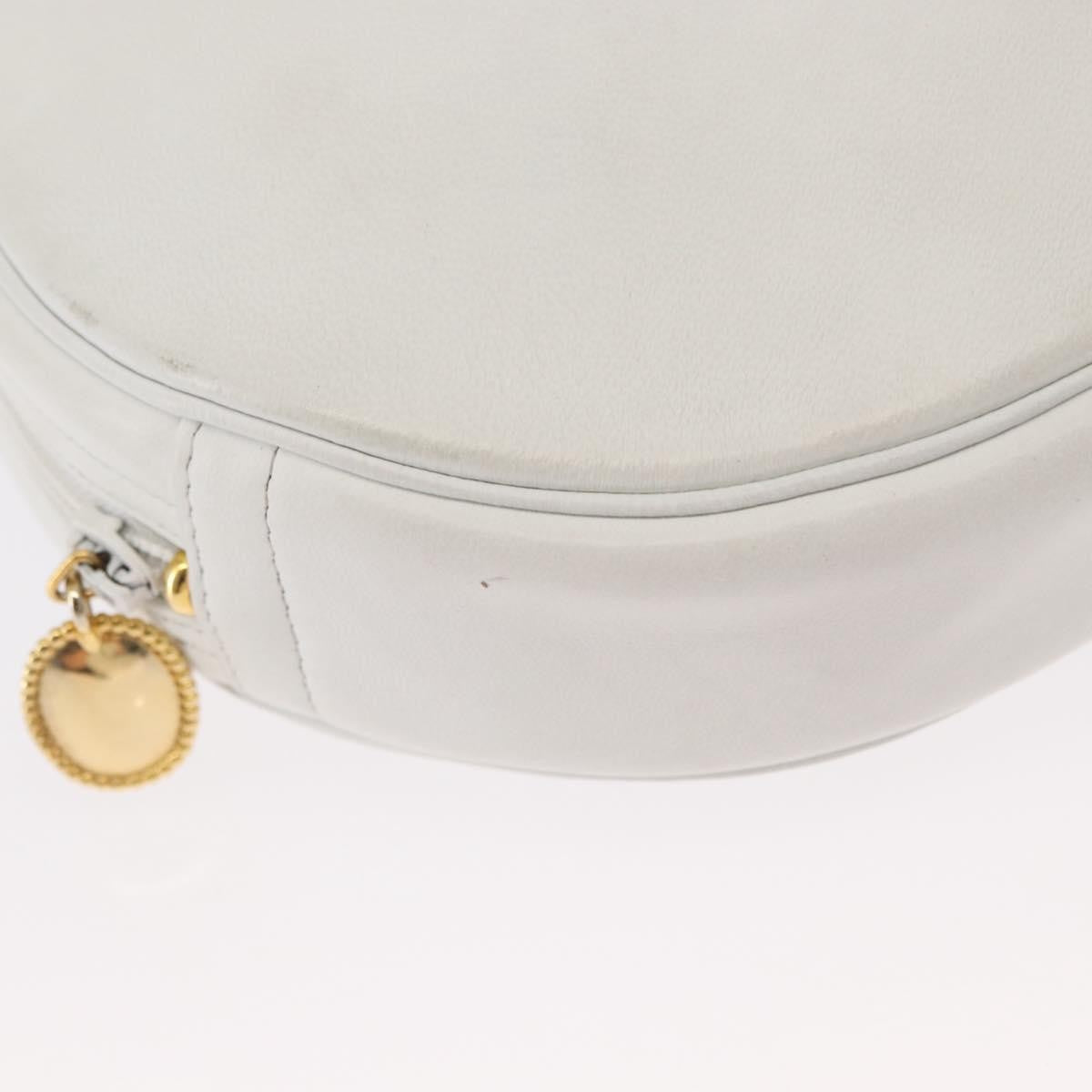 Christian Dior Vintage Zip Shoulder Bag Leather, WHITE, LEATHER, Shoulder bag