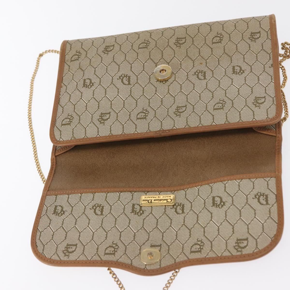 Christian Dior Vintage Honeycomb chain Canvas, BEIGE, CANVAS, Shoulder bag
