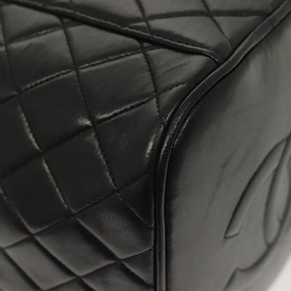 Chanel Vintage Cosmetic Case Quilted Lambskin, BLACK, LEATHER, Clutche & pouche