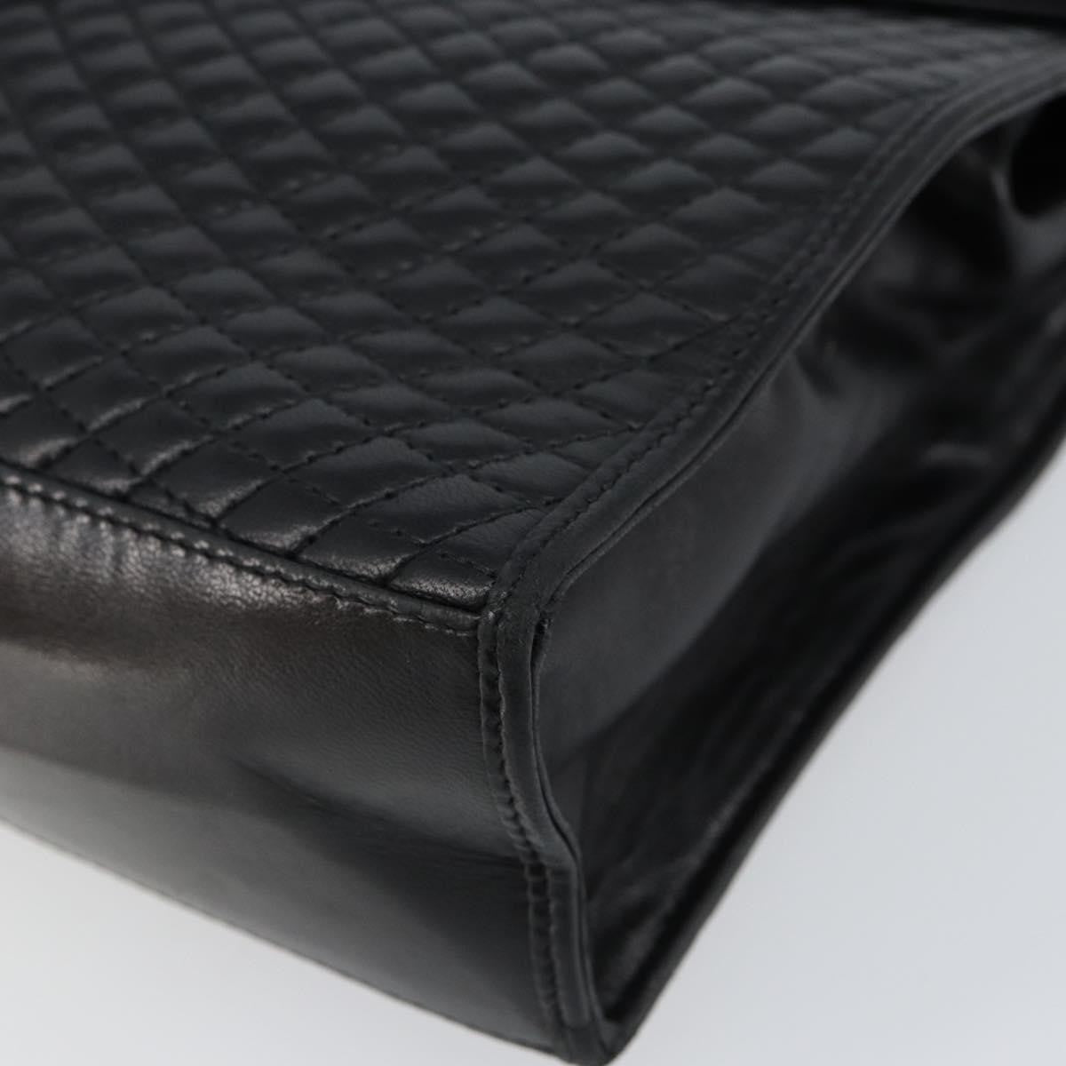 Bally Vintage Flap Handbag Quilted Leather, Black, Leather, Handbag