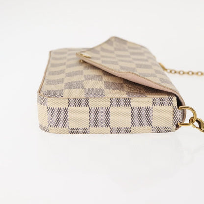 Louis Vuitton Felicie Pochette Damier, WHITE, CANVAS, Clutche & pouche