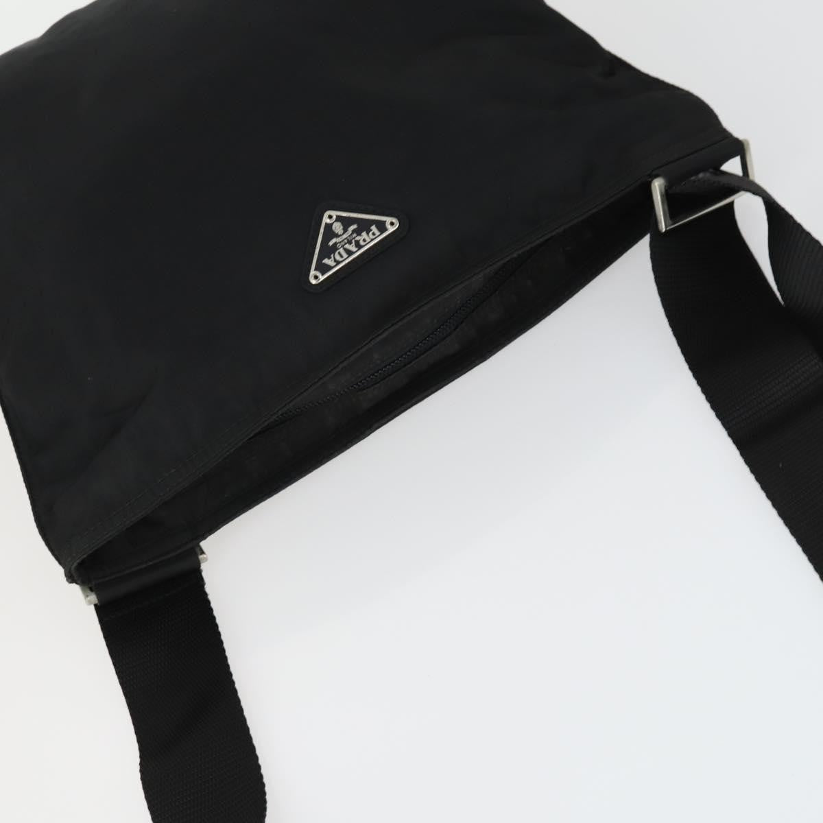 Prada Zip Top Messenger Bag Tessuto, BLACK, NYLON, Shoulder bag