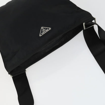 Prada Zip Top Messenger Bag Tessuto, BLACK, NYLON, Shoulder bag