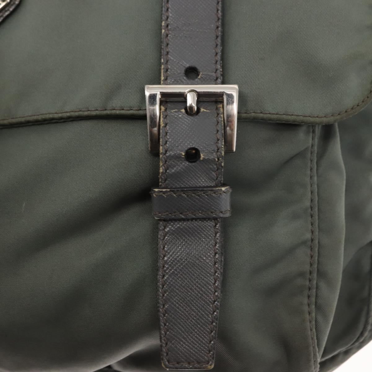 Prada Double Buckle Flap Messenger Bag Tessuto, KHAKI, NYLON, Shoulder bag