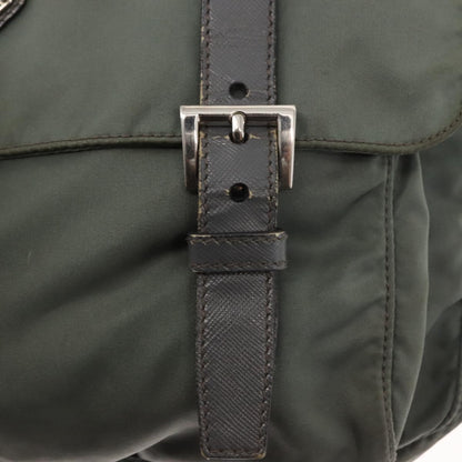 Prada Double Buckle Flap Messenger Bag Tessuto, KHAKI, NYLON, Shoulder bag