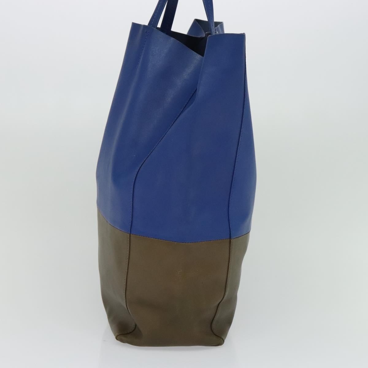 Celine Vertical Cabas Tote Leather, BLUE, LEATHER, Tote bag
