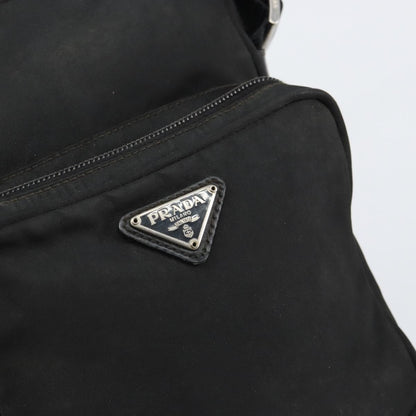 Prada Front Pocket Messenger Bag Tessuto, BLACK, NYLON, Shoulder bag