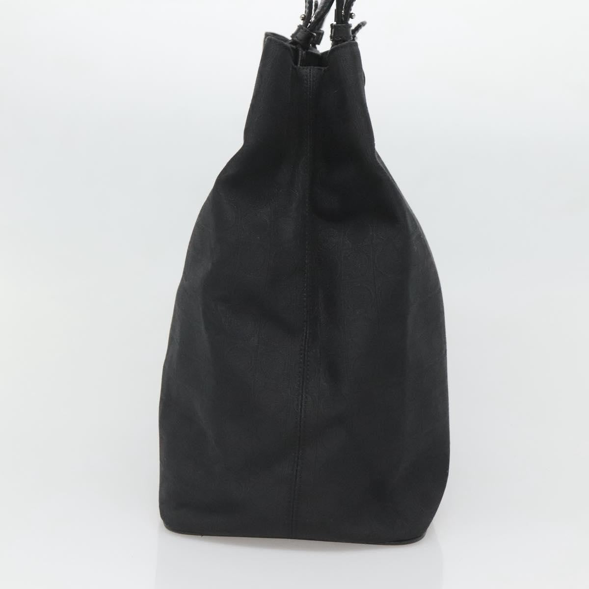Salvatore Ferragamo Gancini Tote Canvas, BLACK, CANVAS, Tote bag