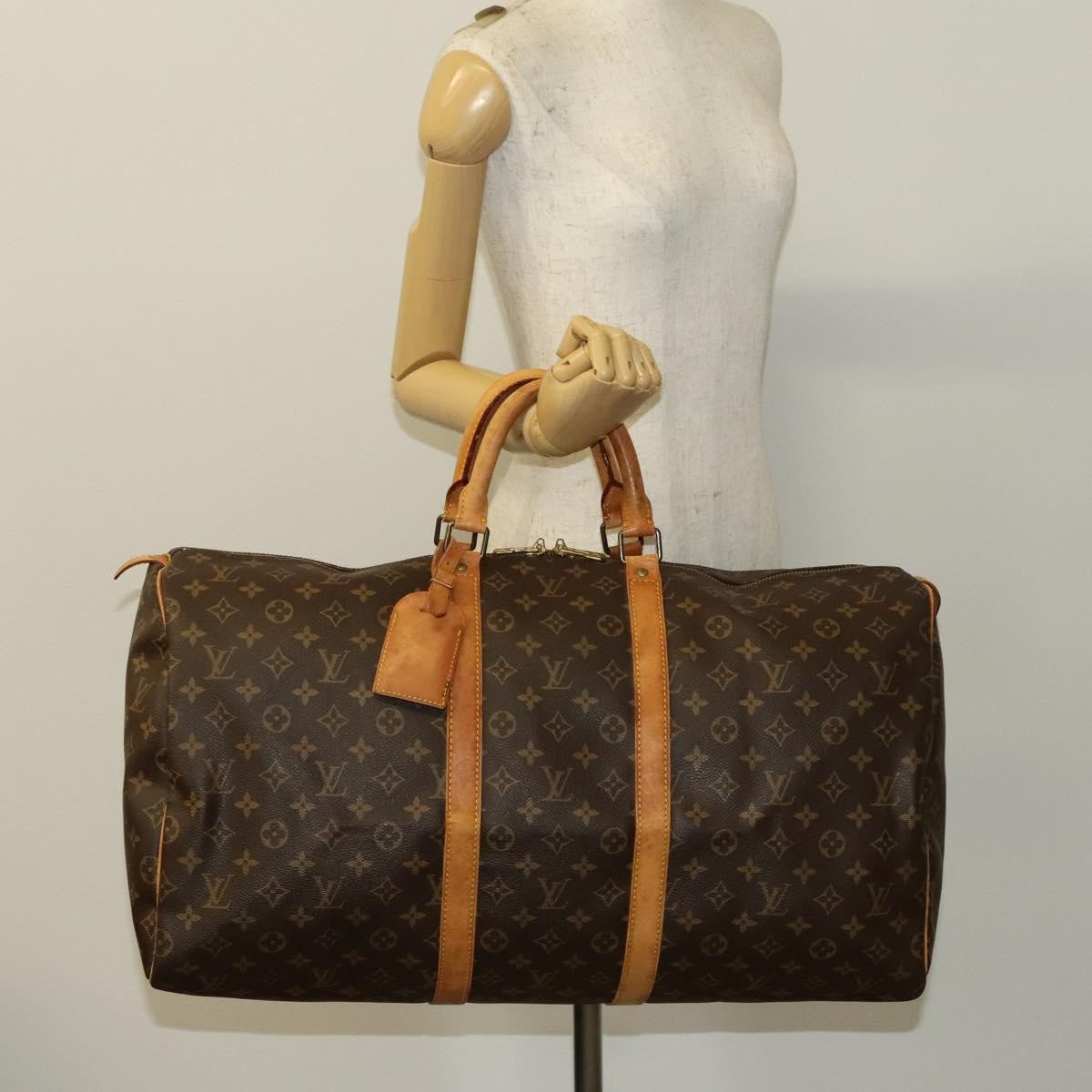 Louis Vuitton Keepall Bag Monogram Canvas, BROWN, CANVAS, Travel bag