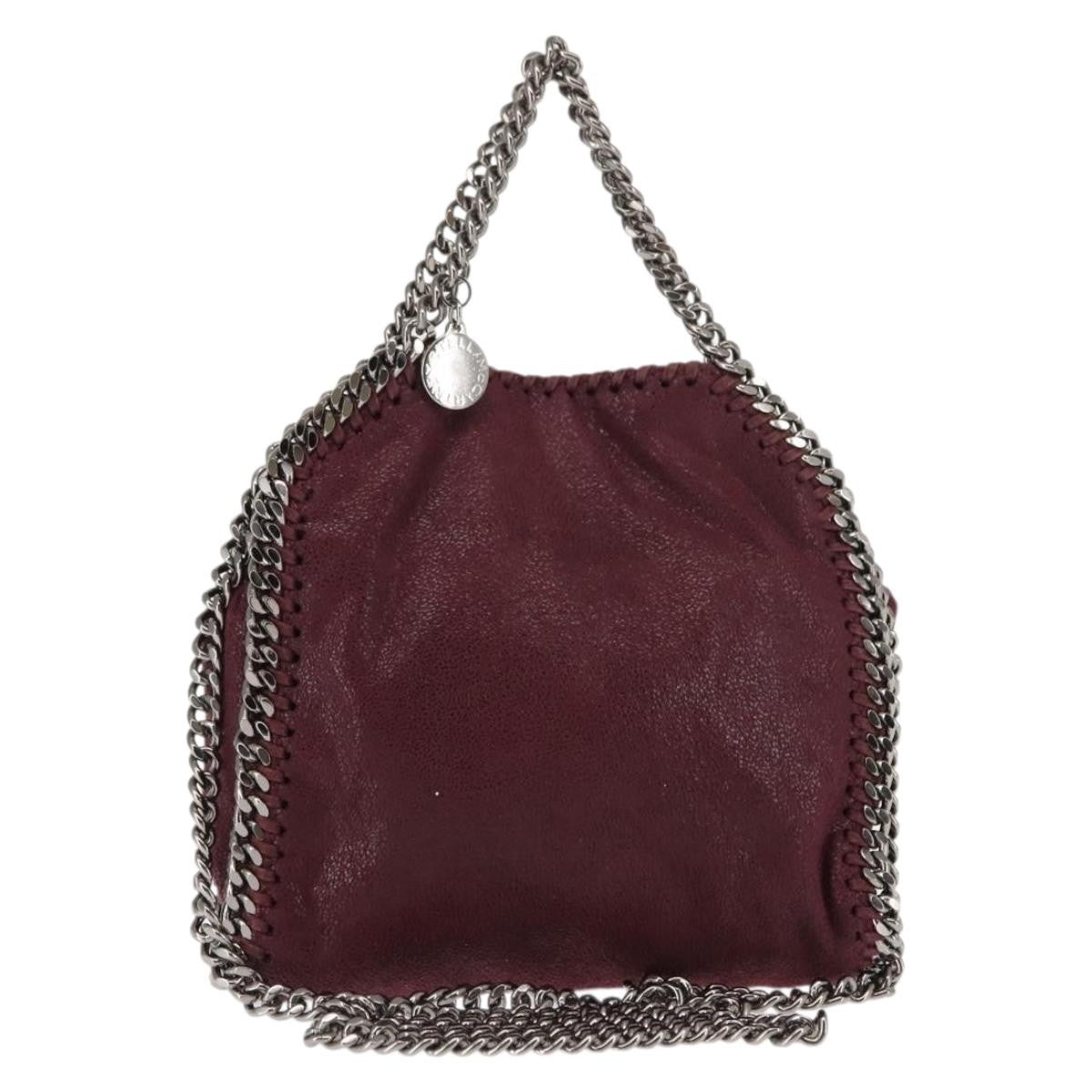 Stella McCartney Falabella Fold Over Crossbody Bag Shaggy Deer, Burgundy, Polyester, Shoulder Bag