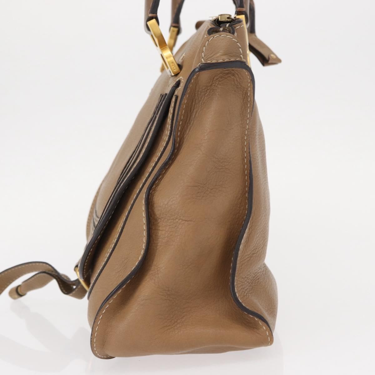 Chloe Marcie Satchel Studded Leather, BEIGE, LEATHER, Handbag