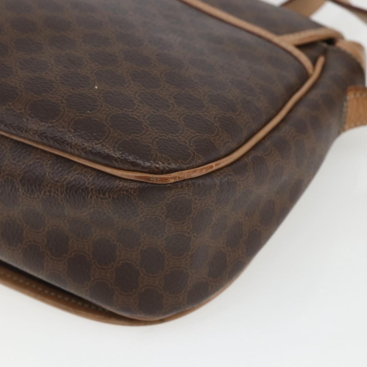 Celine Vintage Macadam Shoulder Bag Canvas and Leather, BROWN, CANVAS, Shoulder bag