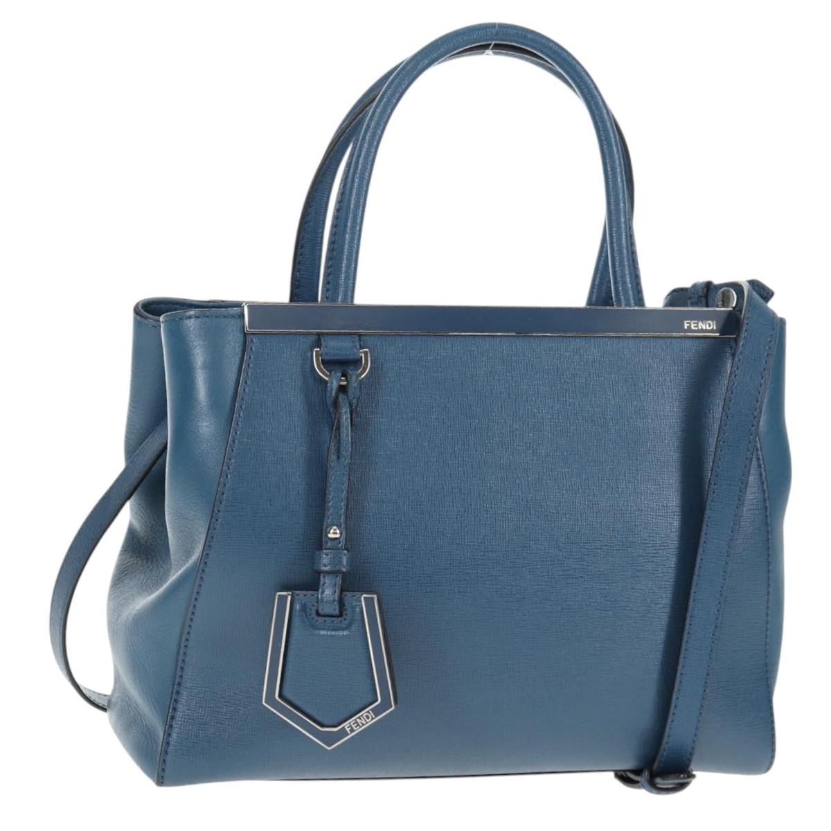 Fendi 2Jours Bag Leather, BLUE, LEATHER, Handbag