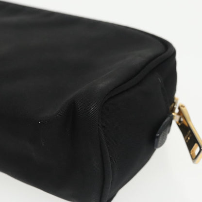 Prada Wristlet Zip Pouch Tessuto, BLACK, NYLON, Clutche & pouche