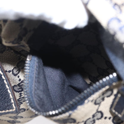 Gucci Vintage Double Belt Bag GG Canvas with Leather, NAVY, CANVAS, Clutche & pouche
