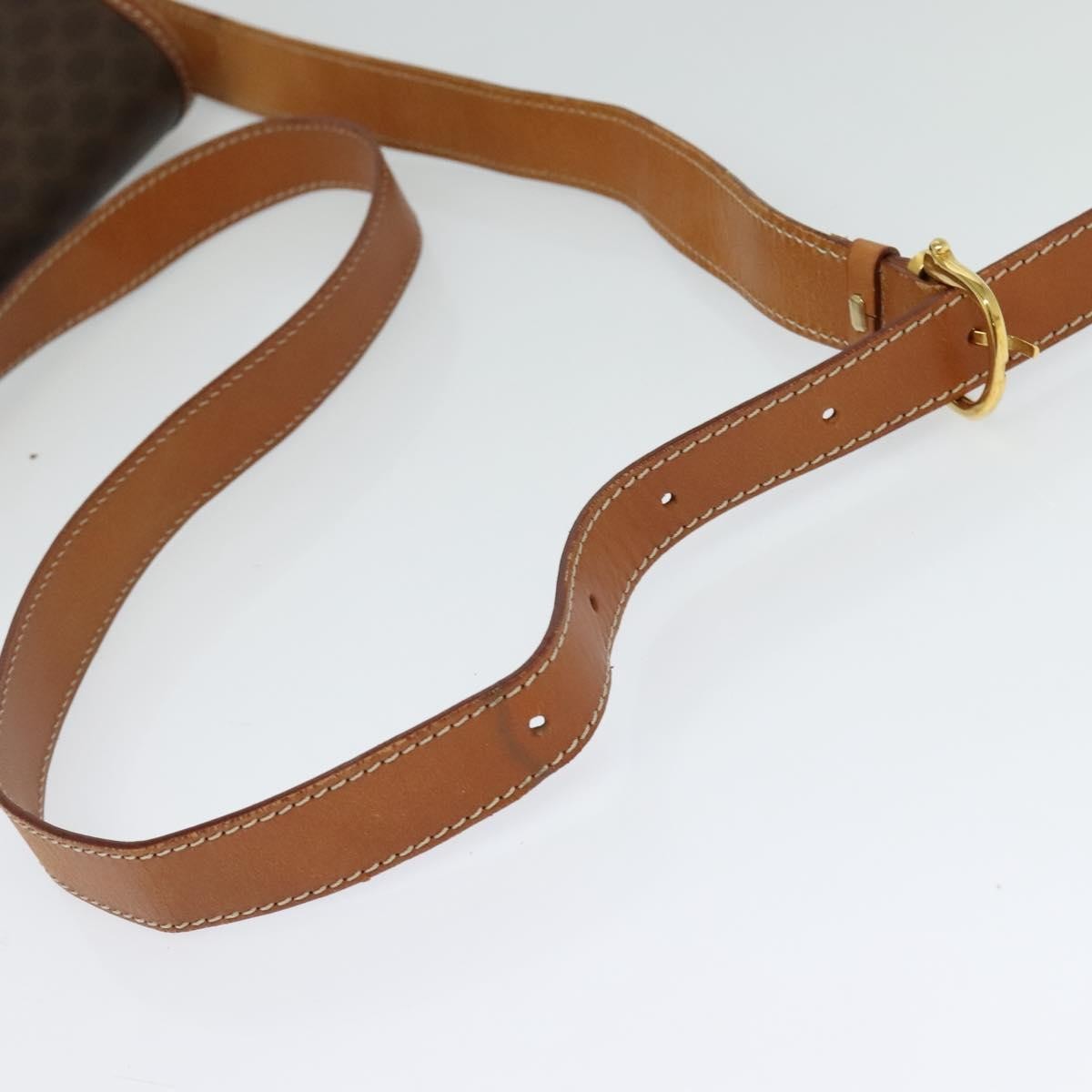 Celine Vintage Macadam Shoulder Bag Canvas and Leather, BROWN, CANVAS, Shoulder bag