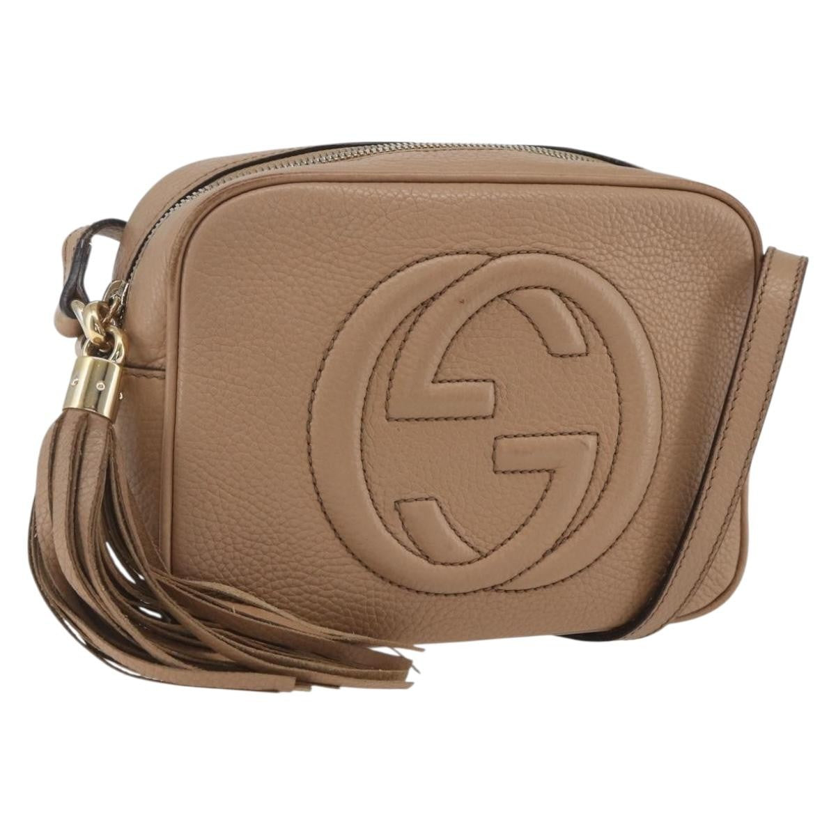 Gucci Soho Disco Crossbody Bag Leather, BEIGE, LEATHER, Shoulder bag