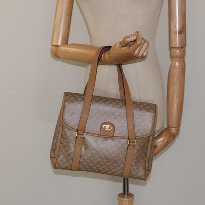 Celine Vintage Macadam Handbag Canvas and Leather, Beige, Canvas, Handbag
