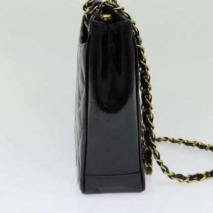 Chanel Vintage Chain Tote Quilted Patent, BLACK, LEATHER, Shoulder bag