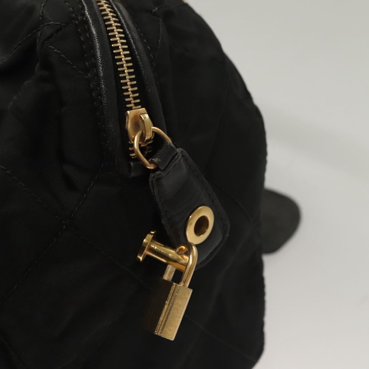 Prada Chain Shoulder Bag Tessuto, BLACK, NYLON, Shoulder bag