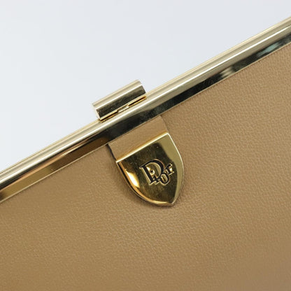 Christian Dior Logo Pouch Leather, BEIGE, LEATHER, Clutche & pouche
