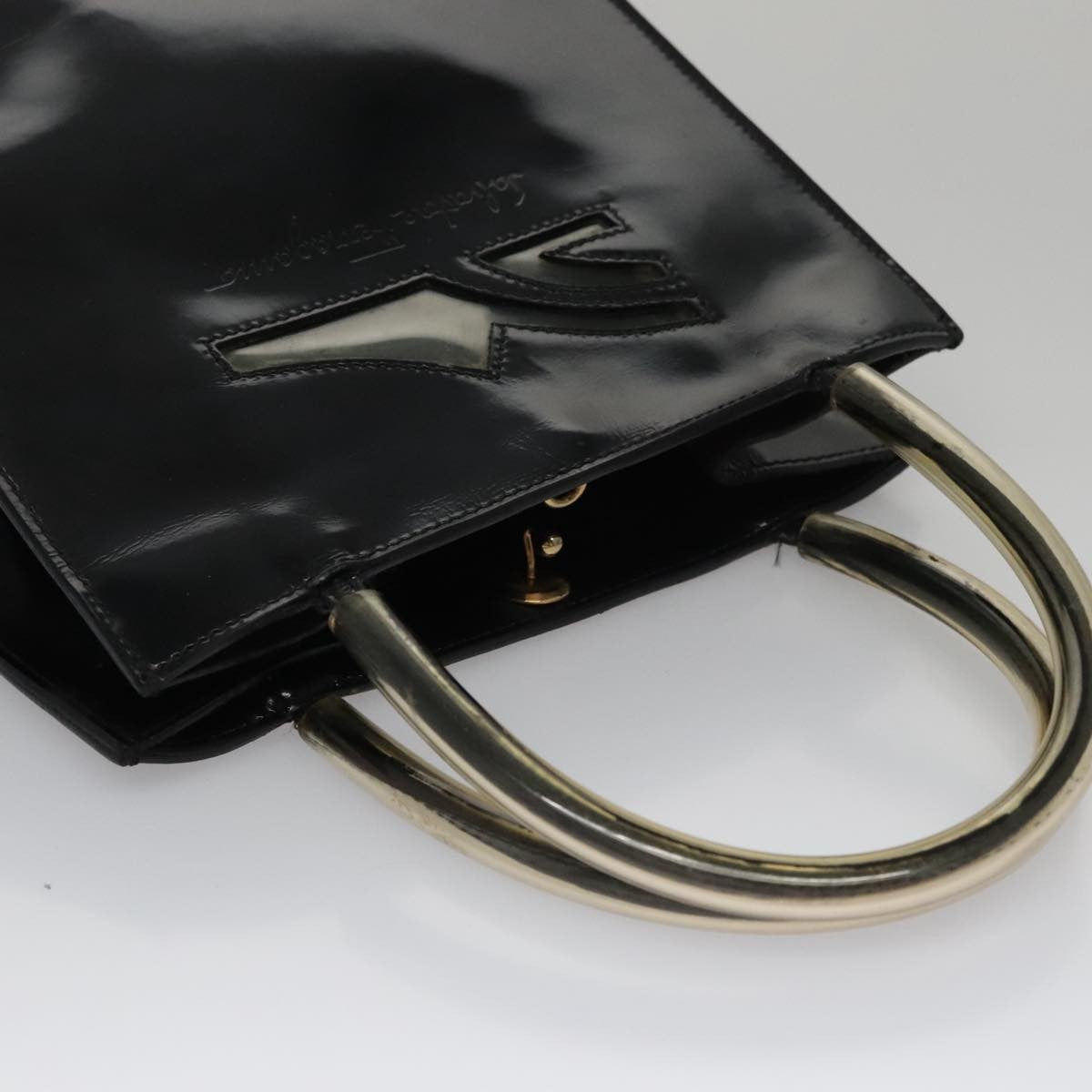 Salvatore Ferragamo Gancini Wristlet Clutch Leather, BLACK, EMERALD, Clutche & pouche