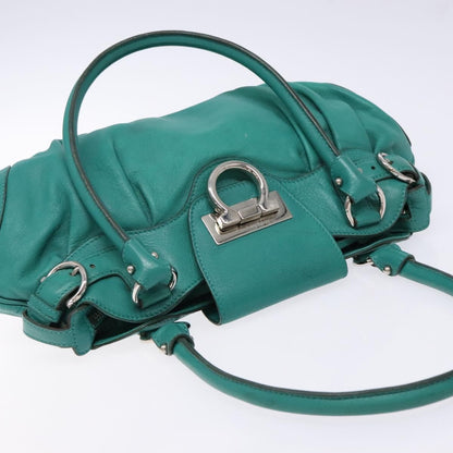 Salvatore Ferragamo Marisa Satchel Leather, GREEN, LEATHER, Handbag