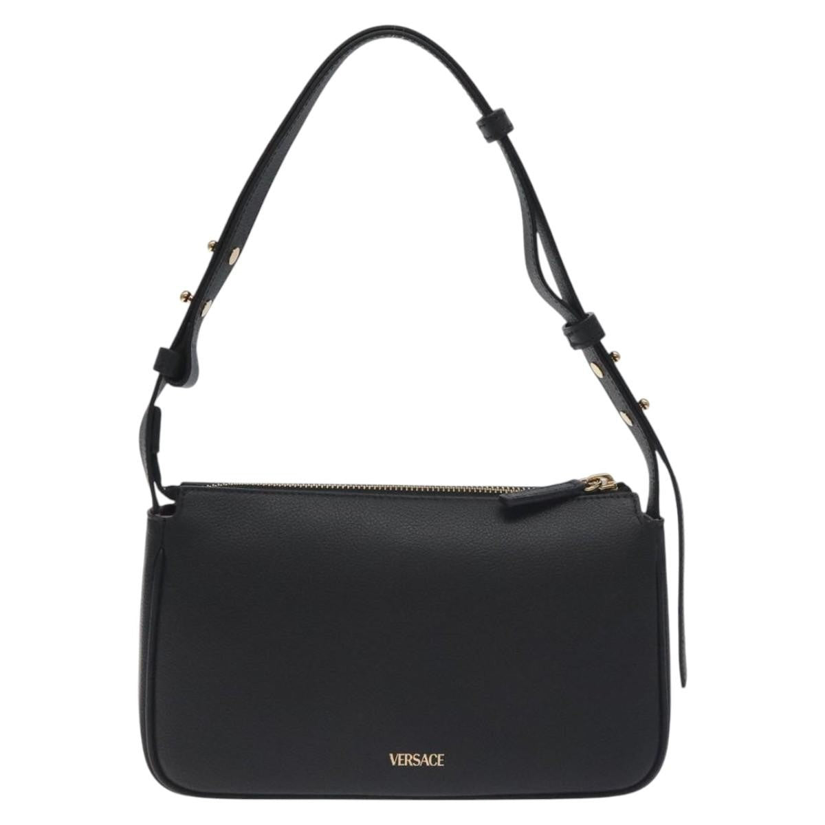 Versace Medusa Shoulder Bag Leather, BLACK, LEATHER, Shoulder bag