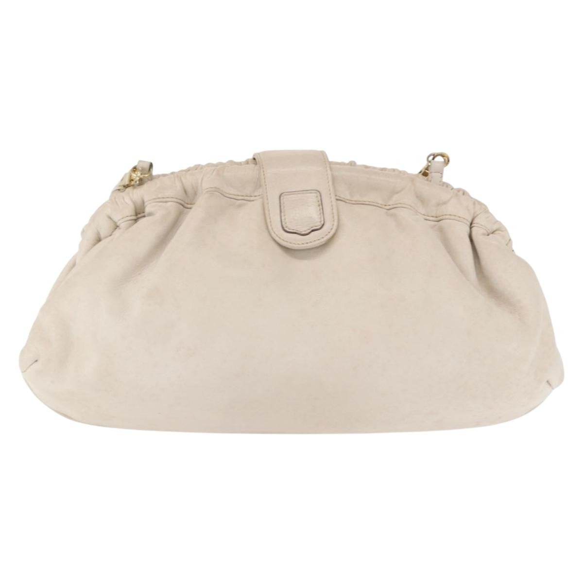 Celine Vintage Shoulder Bag Leather, WHITE, LEATHER, Shoulder bag