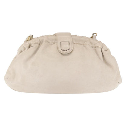 Celine Vintage Shoulder Bag Leather, WHITE, LEATHER, Shoulder bag