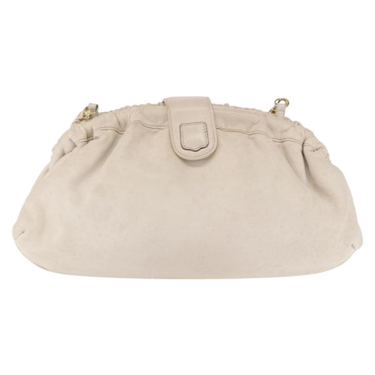 Celine Vintage Shoulder Bag Leather, WHITE, LEATHER, Shoulder bag