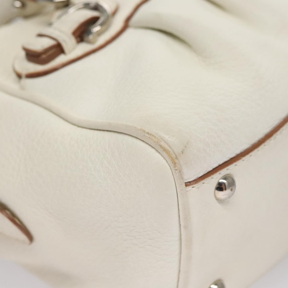 Salvatore Ferragamo Gancini handbag Leather, WHITE, LEATHER, Handbag