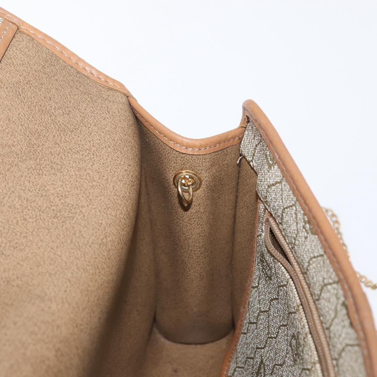 Christian Dior Vintage Honeycomb chain Canvas, BEIGE, CANVAS, Shoulder bag
